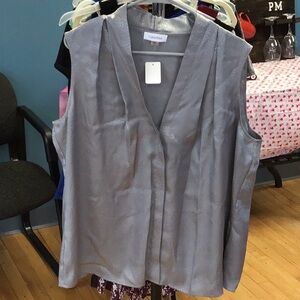 Calvin Klein Silver Blouse with Light leopard pattern and Relaxed Fit